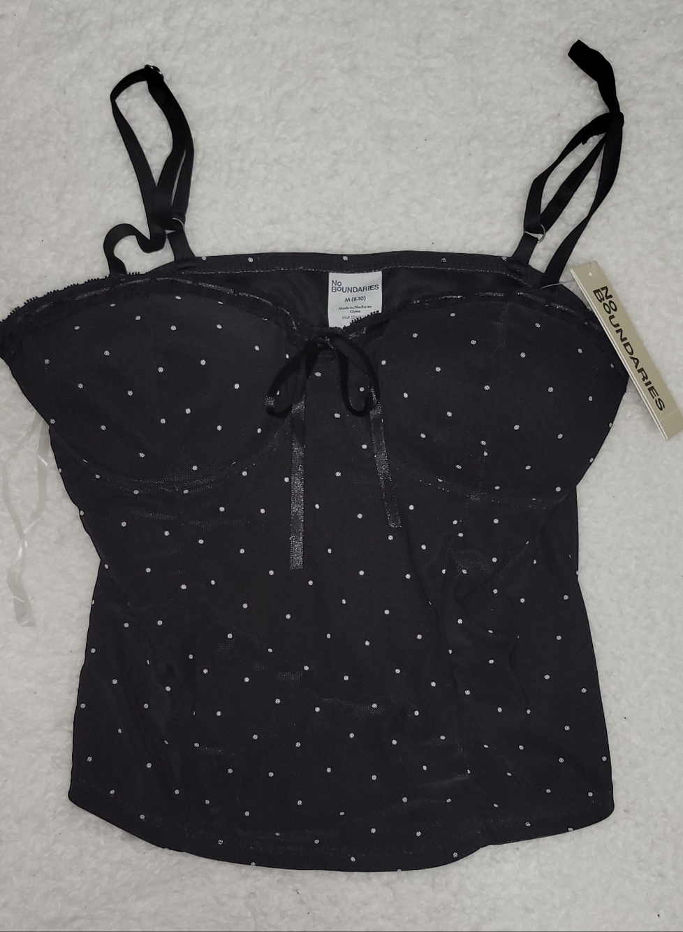 No Boundaries Black Polka Dot Strapless Bustier